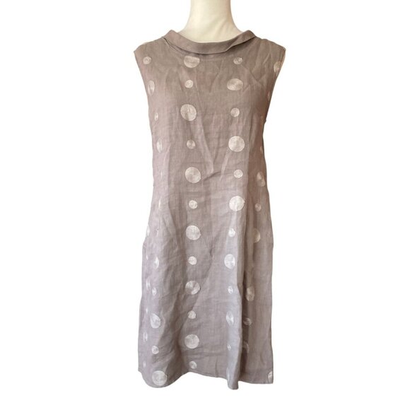 Lina Tomei Dresses & Skirts - Lina Tomei Italian Linen Grey Embroidered Shift Dress Sz M